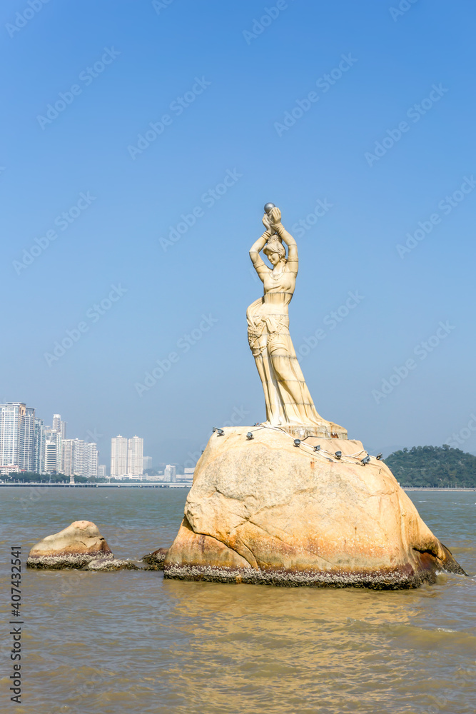 珠海海岸线渔女雕塑景观
