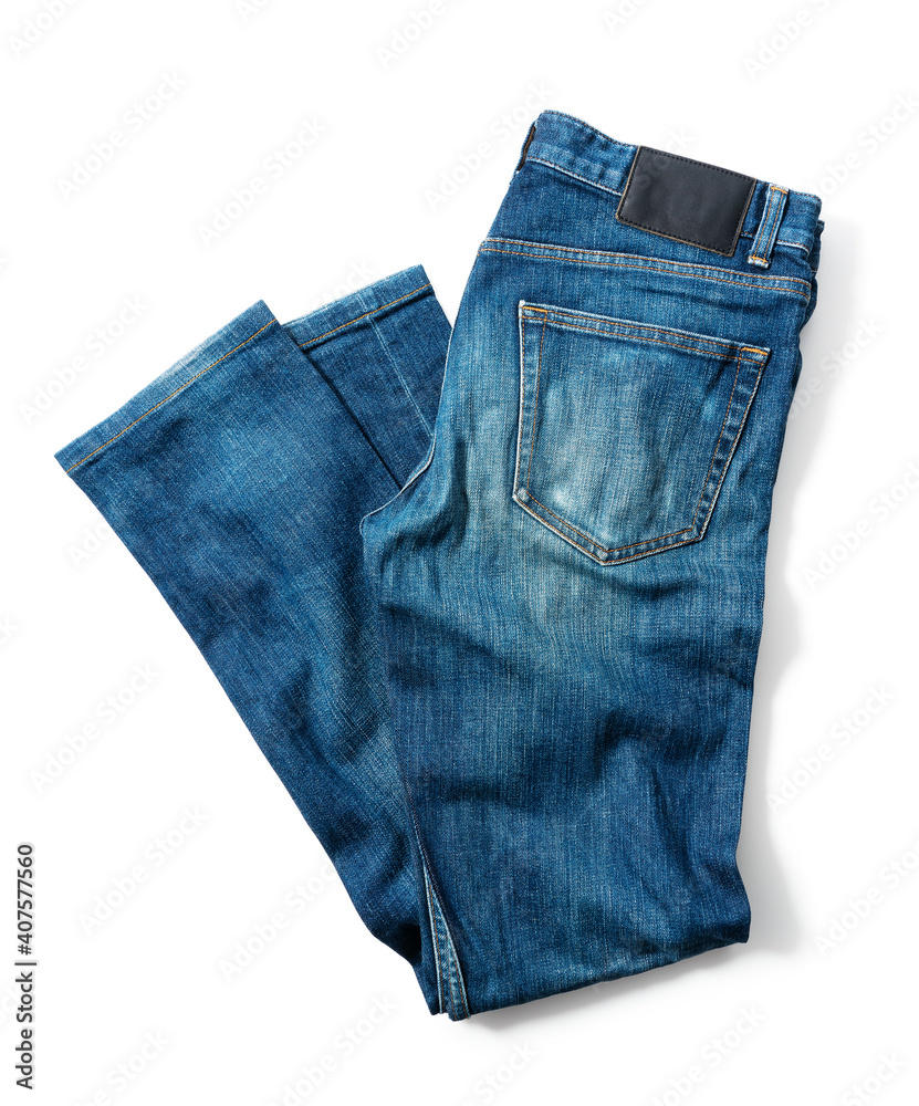 白底蓝色牛仔裤