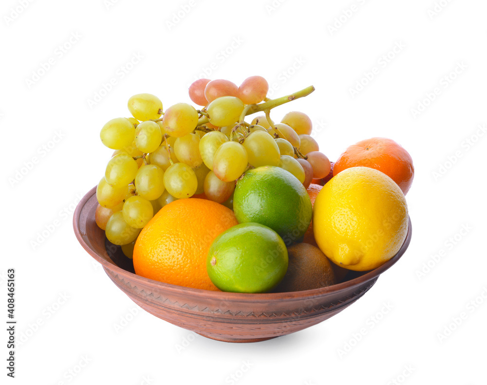 白底上有不同水果的碗