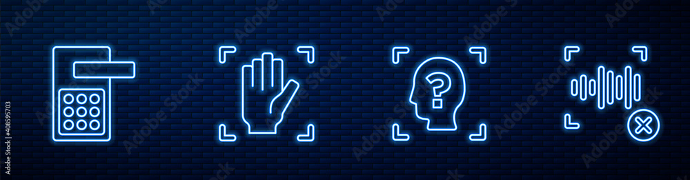 设置线路人脸识别、数字门锁、掌纹和拒绝语音。b上闪烁的霓虹灯图标