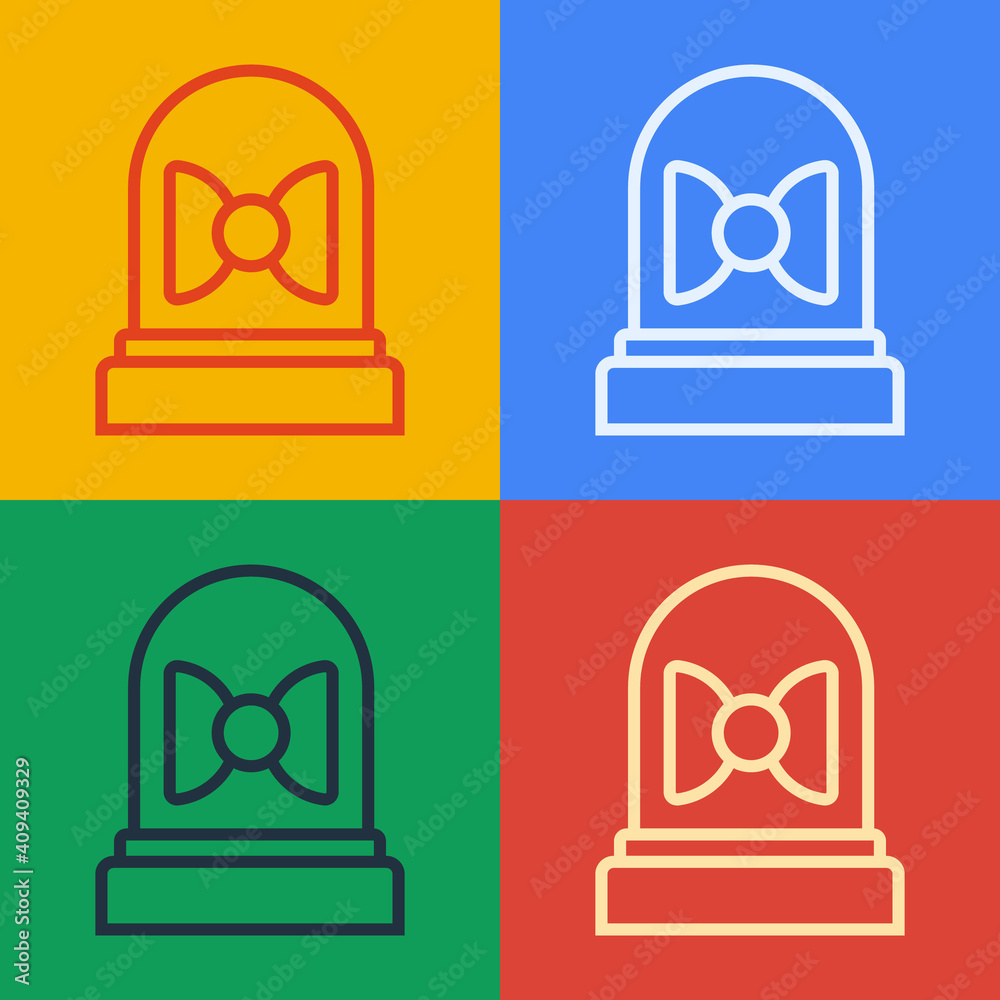 Pop art line Motion sensor icon isolated on color background. Vector.