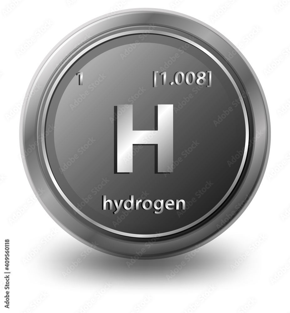 氢化学元素。具有原子序数和原子质量的化学符号。