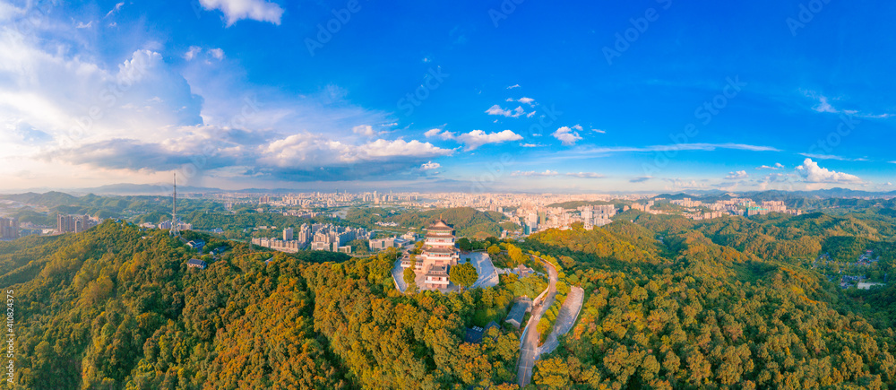 广东省惠州市高邦山和红花湖风景名胜区航拍照片，