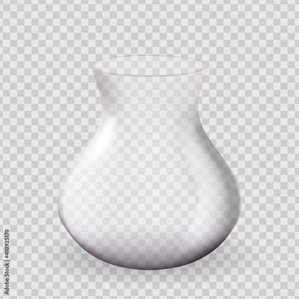 透明背景上的逼真3d玻璃花瓶设计元素。矢量插图EPS10