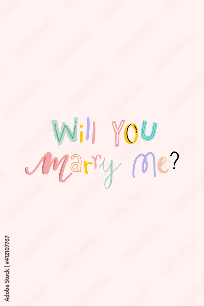 你愿意嫁给我吗？文本矢量涂鸦字体排版