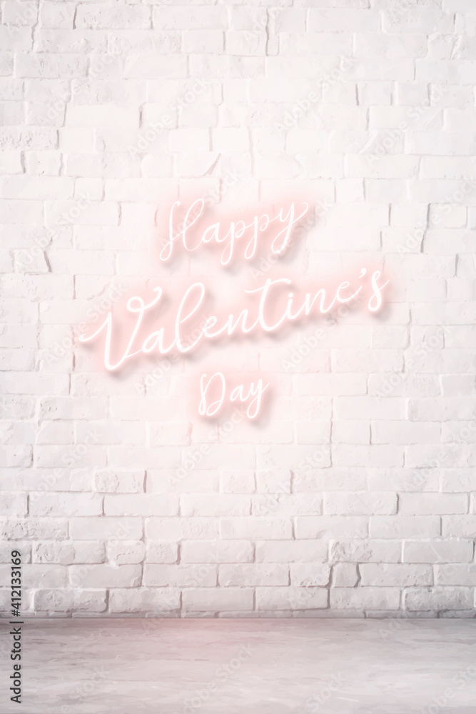 Happy Valentines Day typography style on brick wall vector