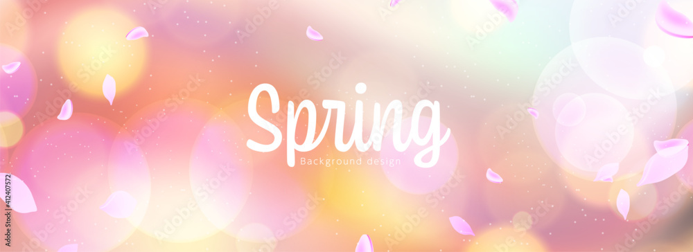 桜の花びらが舞う春を感じる背景、春の広告やイベント、バナーデザイン、セールチラシ