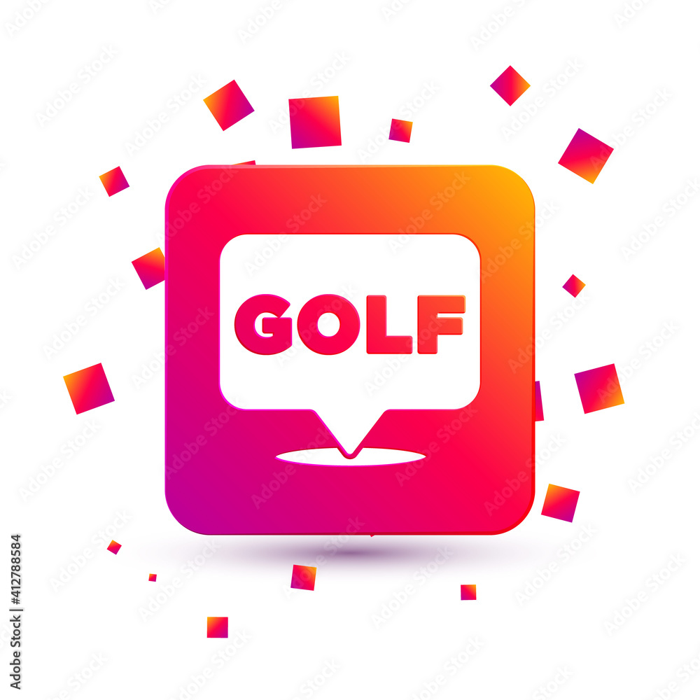 白色高尔夫标签图标隔离在白色背景上。方形颜色按钮。矢量。