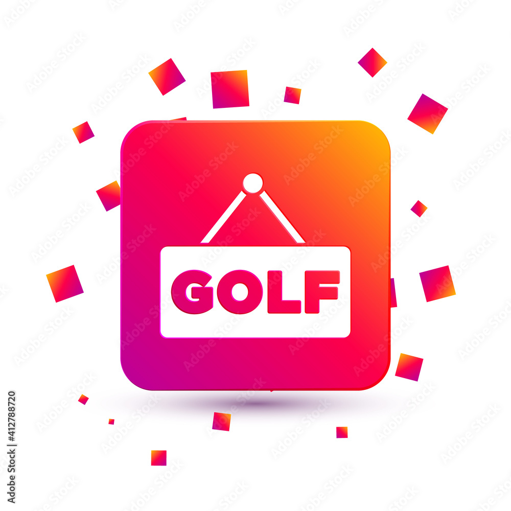 白色高尔夫标签图标隔离在白色背景上。方形颜色按钮。矢量。