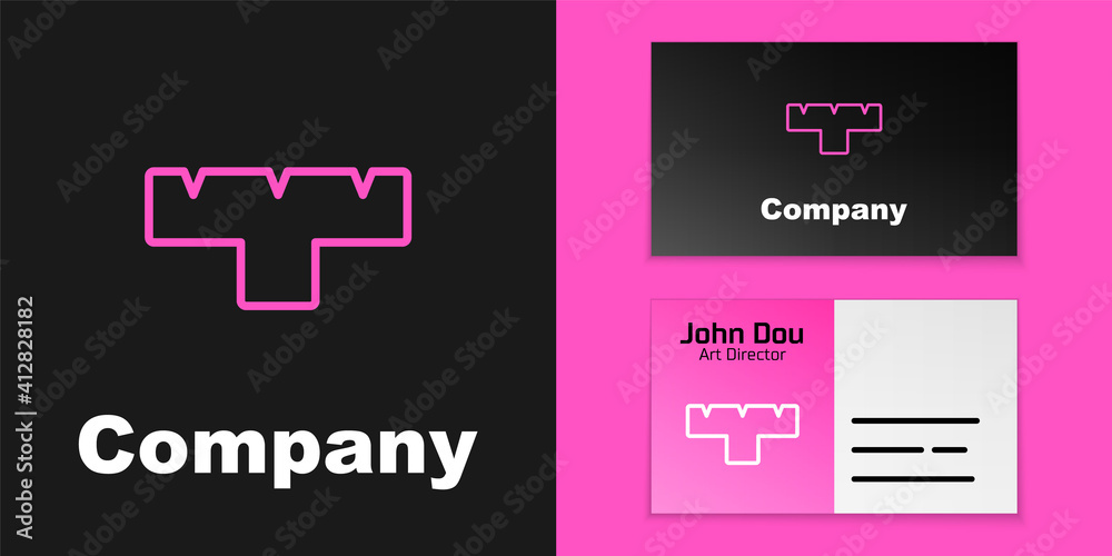 Pink line Marker pen attachment icon isolated on black background. Logo design template element. Vec