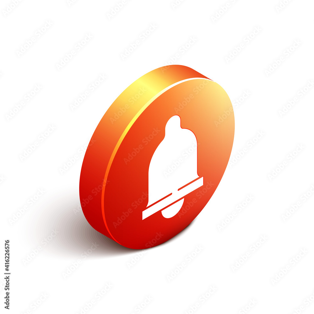 Isometric Motion sensor icon isolated on white background. Orange circle button. Vector.