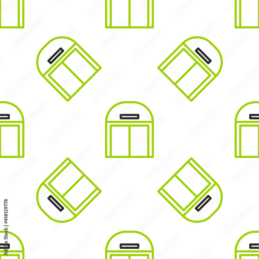 Line Aircraft hangar icon isolated seamless pattern on white background. Vector Illustration.