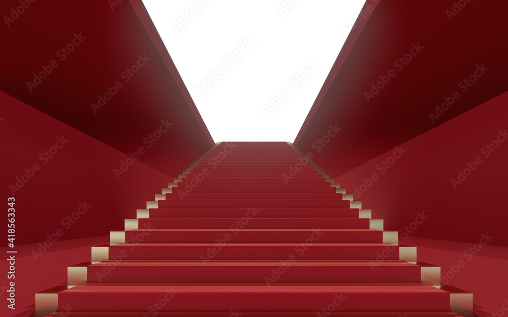 豪华宫殿中的大型台阶，3d渲染。
