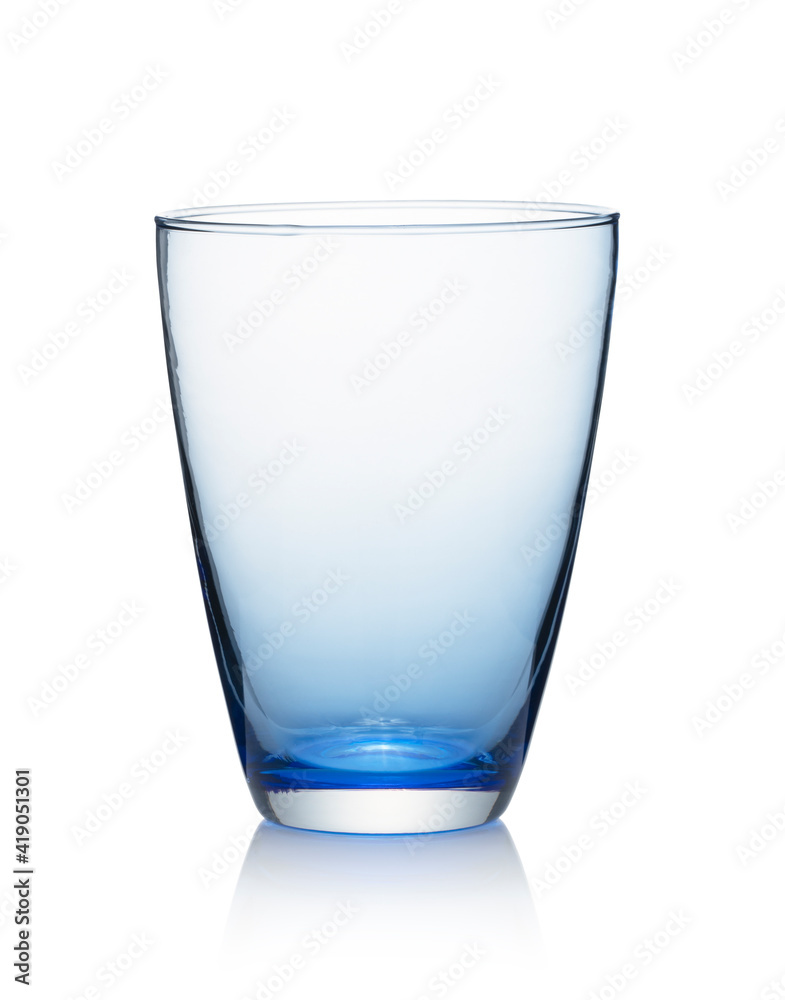 Blue glass cup on a white background
