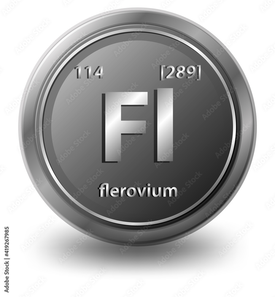 Flerovium化学元素。具有原子序数和原子质量的化学符号。