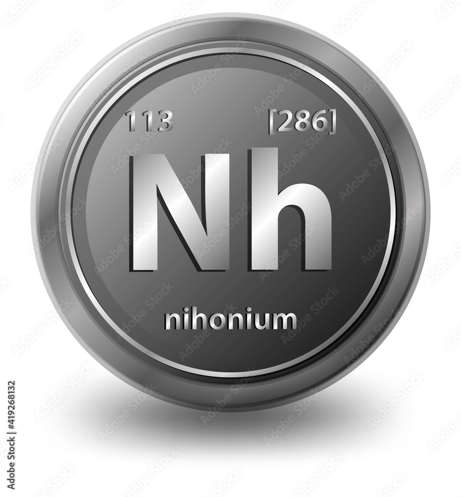镍化学元素。带有原子序数和原子质量的化学符号。