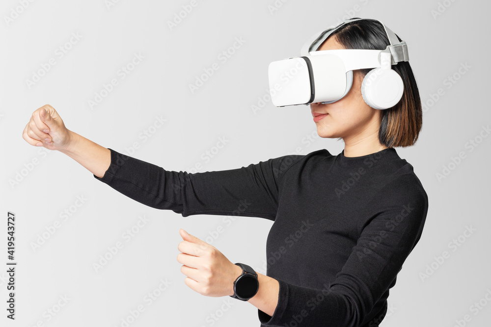 3D插图眼镜女人增强现实