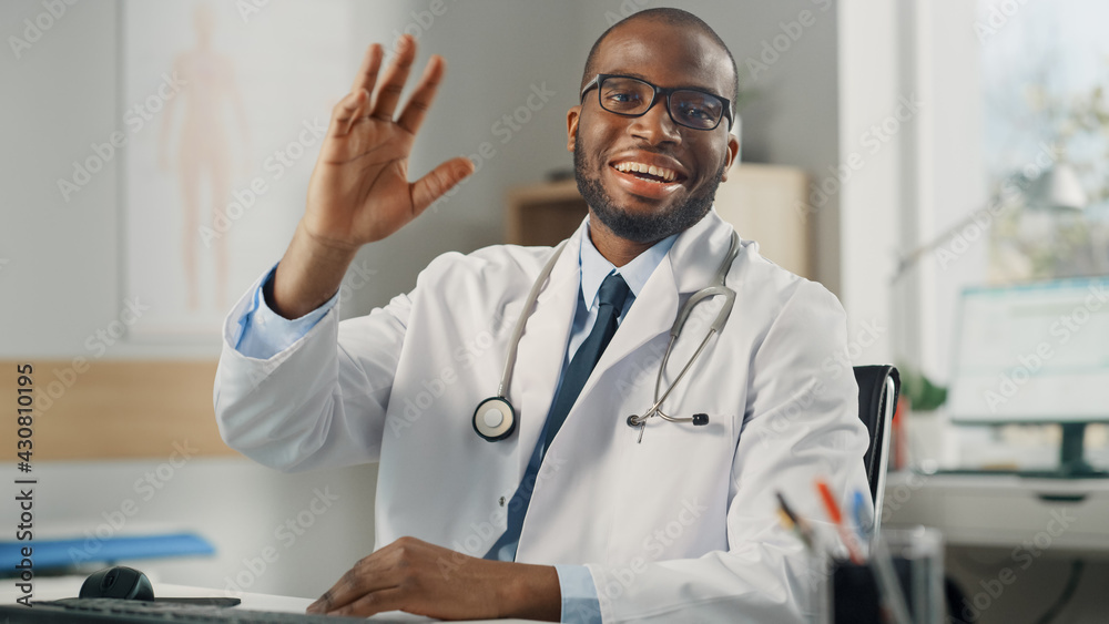Doctors Online POV Medical Consultation: African American Physician is Making a Video Call with a P