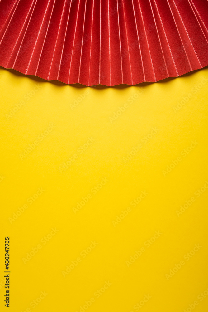Red paper fan fashion poster background