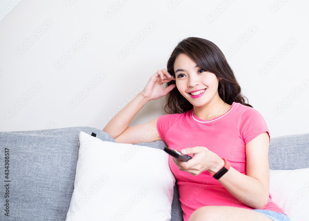 woman watch tv at home