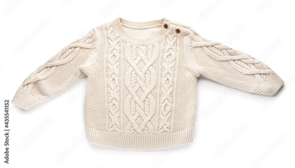 Childrens sweater on white background
