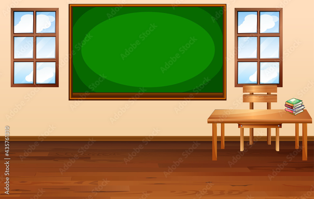 空黑板的空白教室场景