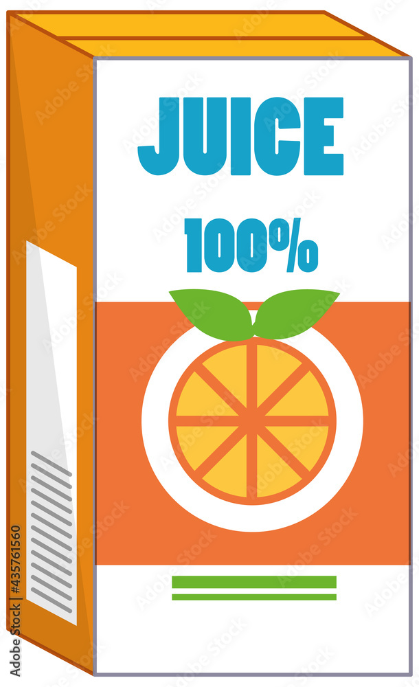 卡通风格的橙汁盒隔离