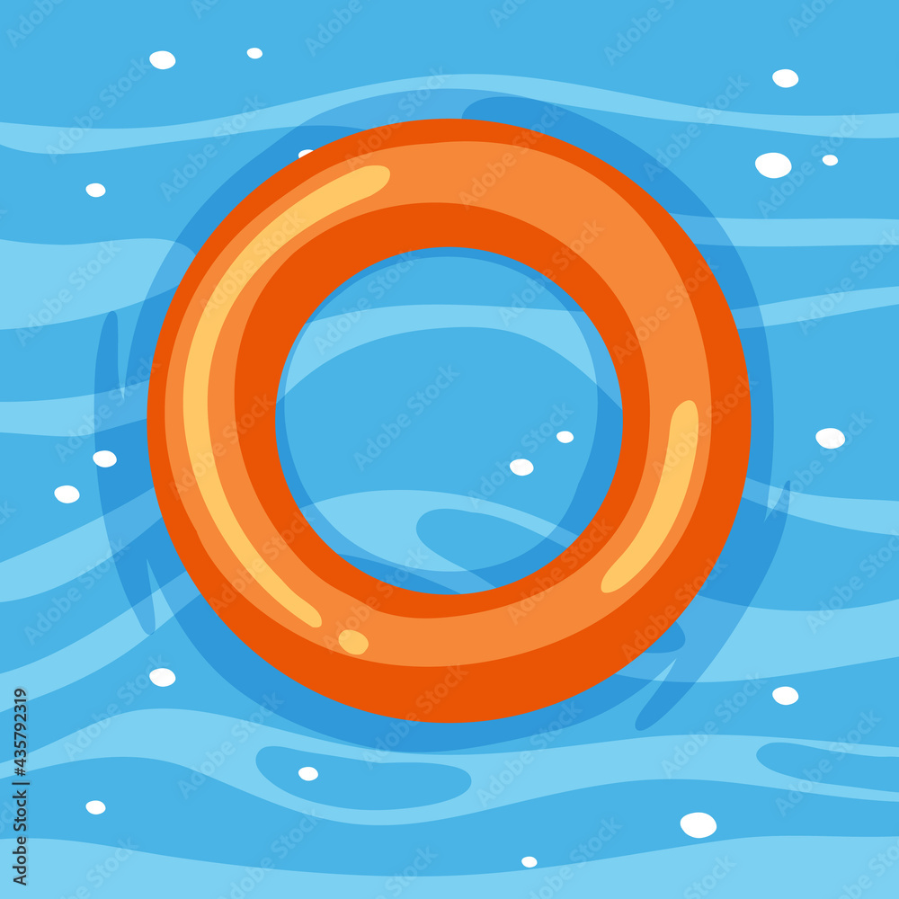 橙色游泳圈在水中隔离