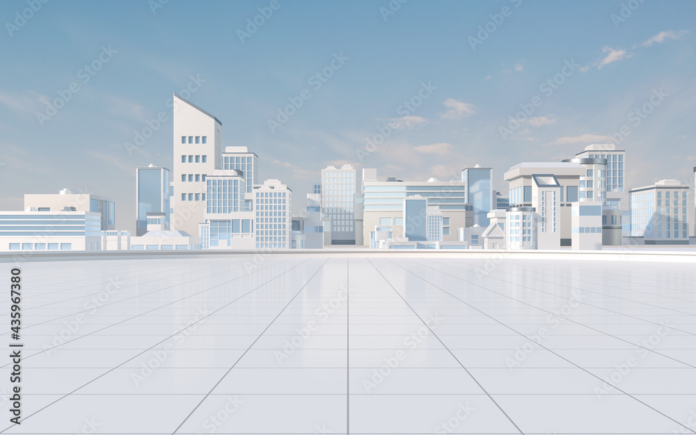 Digital city model with white background, 3d rendering.