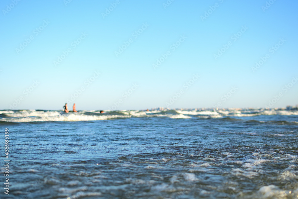 summer view of the sea with good waves from the beach - seascape, landscape - Navodari, Constanta co