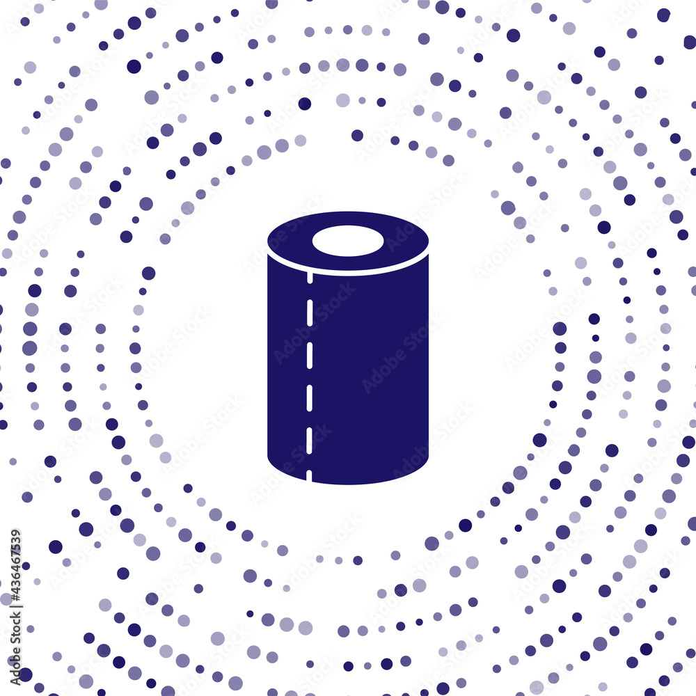 Blue Paper towel roll icon isolated on white background. Abstract circle random dots. Vector