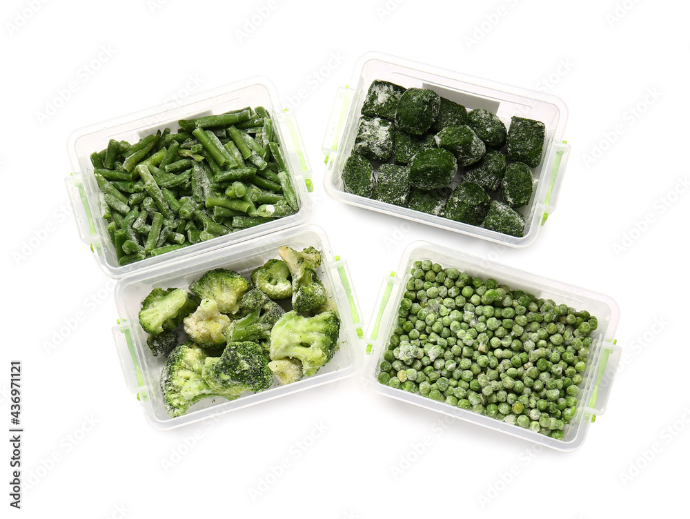 白底冷冻蔬菜塑料容器