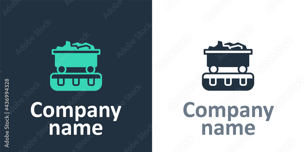 Logotype Coal train wagon icon isolated on white background. Rail transportation. Logo design templa