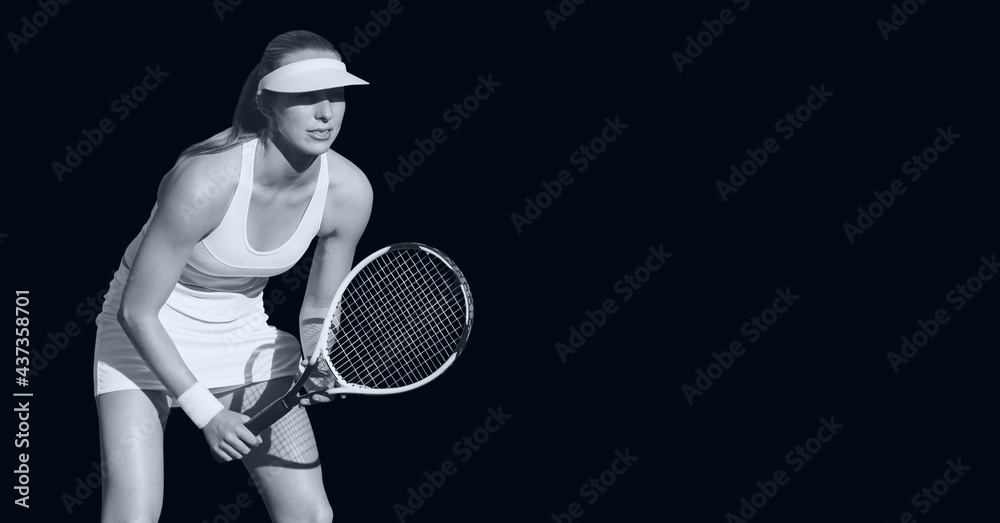 黑底女网球运动员的合成