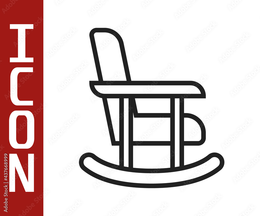 Black line Rocking chair icon isolated on white background. Vector