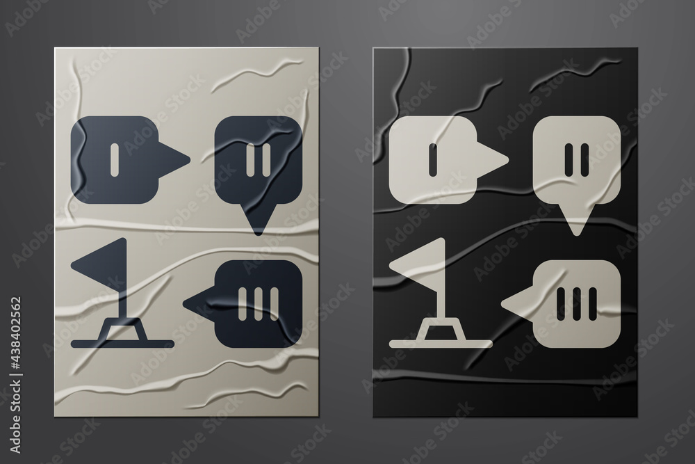 White Planning strategy concept icon isolated on crumpled paper background. Formation and tactic. Pa