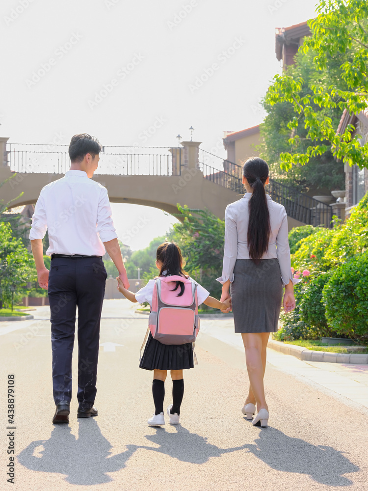 Young parents send their children to school