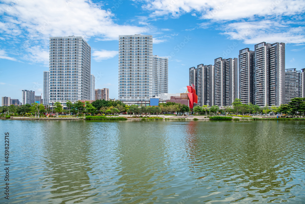 中国广州南沙自由贸易区蕉门河畔建筑