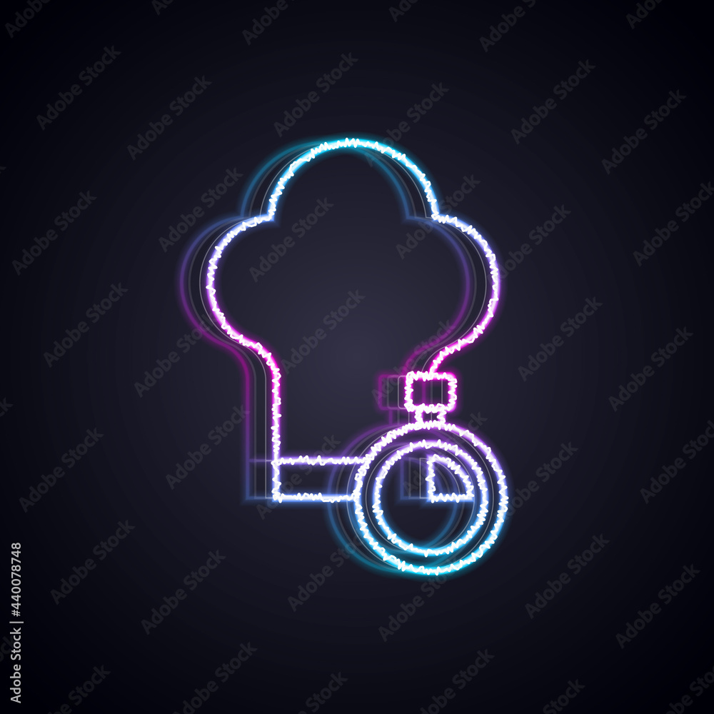 Glowing neon line Chef hat icon isolated on black background. Cooking symbol. Cooks hat. Vector