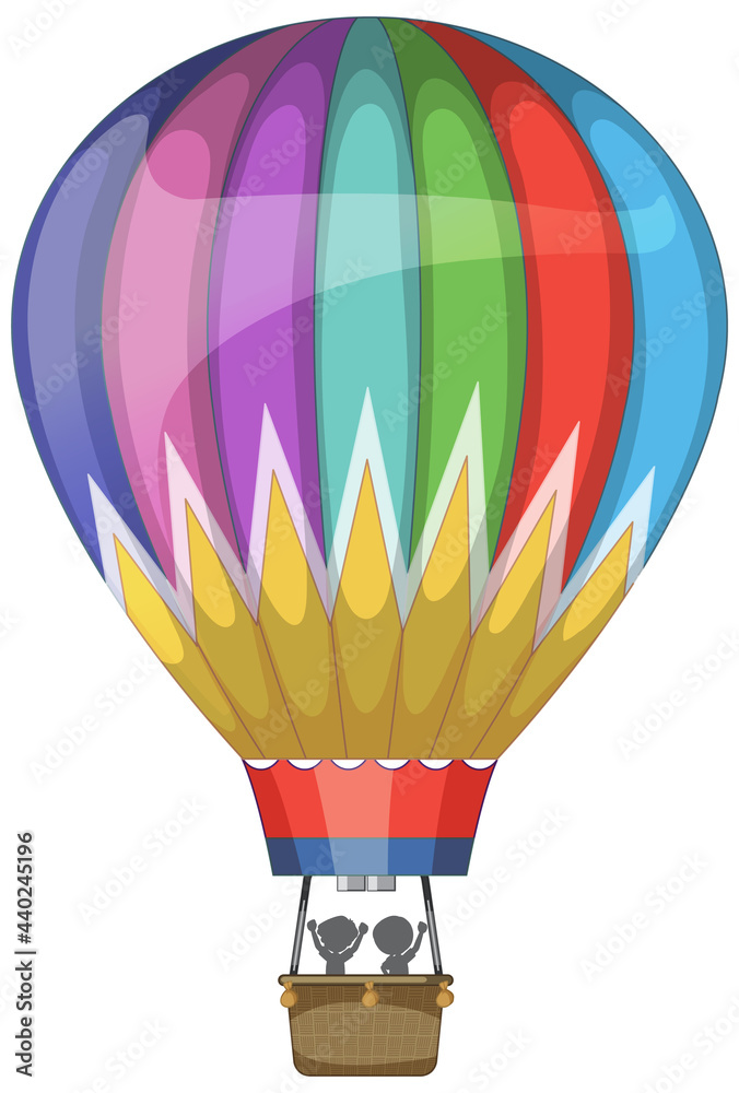 隔离卡通风格的彩色热气球