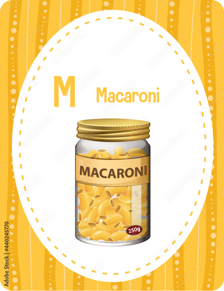Macaroni字母M的字母抽认卡