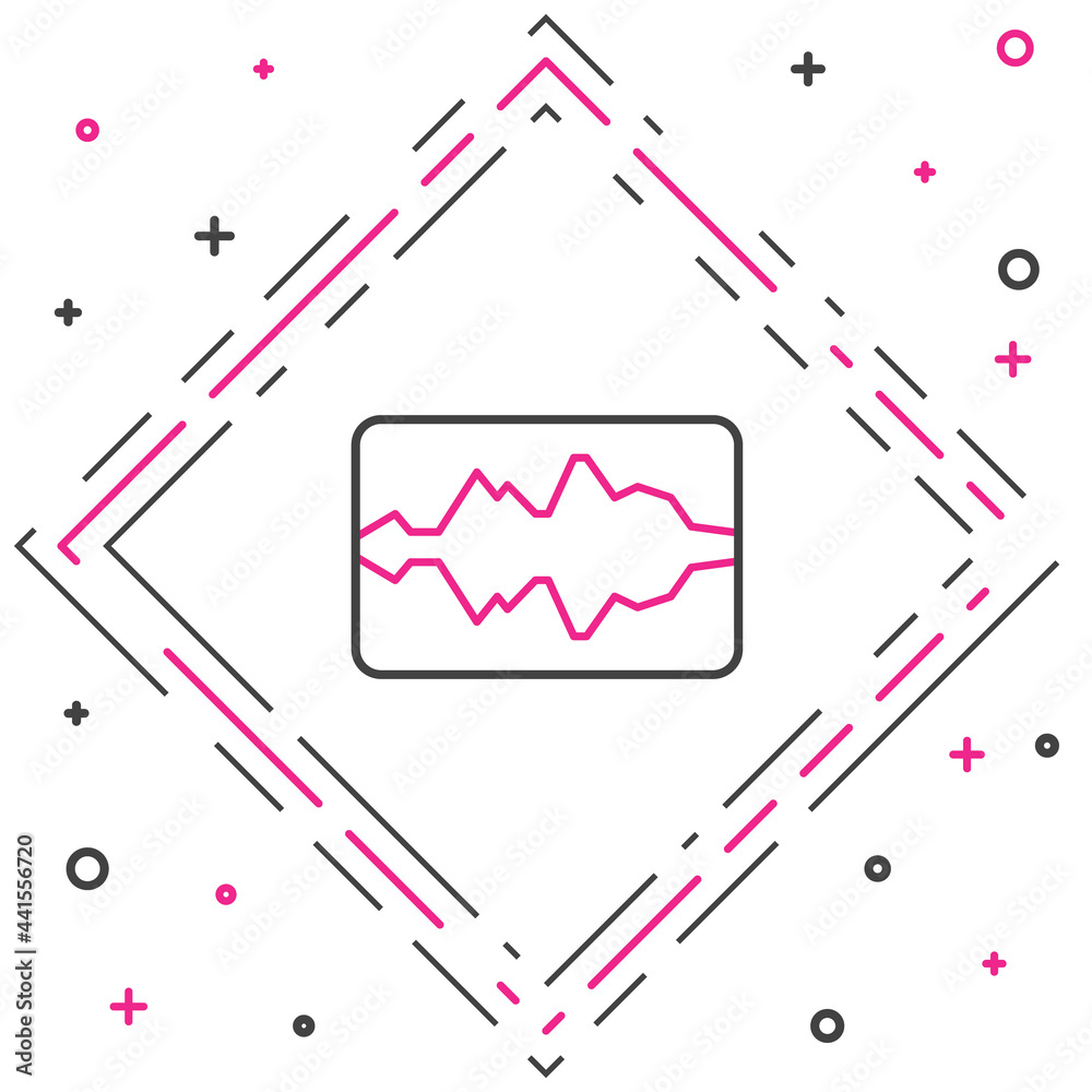 线路音乐波形均衡器图标隔离在白色背景上。声波。音频数字均衡器技术