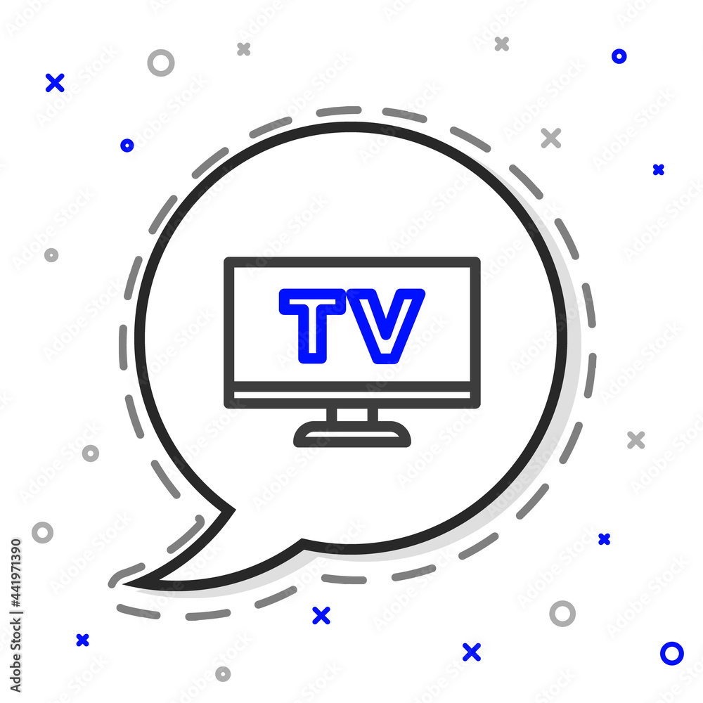 Line Smart电视图标隔离在白色背景上。电视标志。彩色轮廓概念。矢量