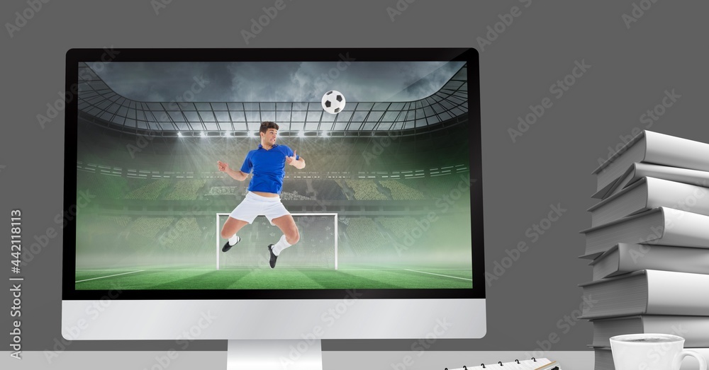 计算机中的男子足球运动员在足球场持球的构成