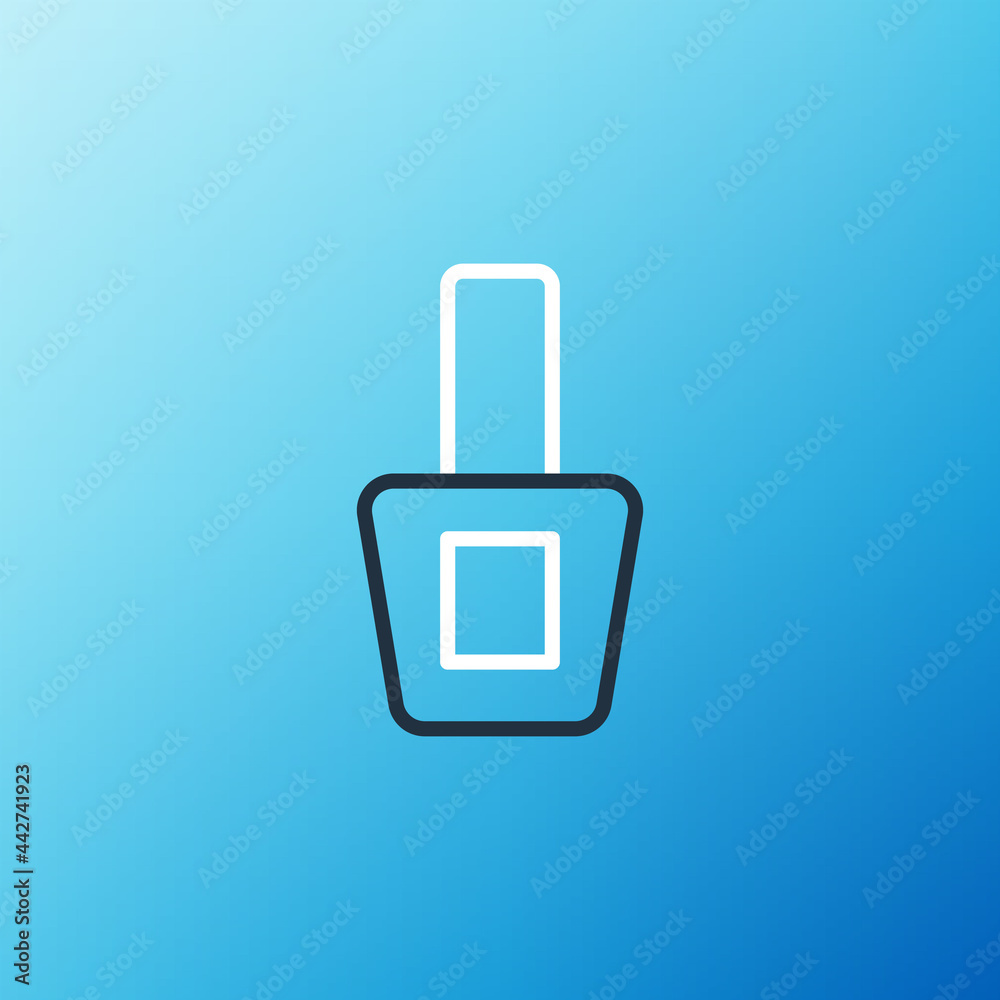 线指甲油瓶图标孤立在蓝色背景上。彩色轮廓概念。矢量