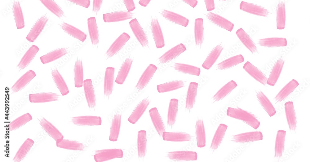 在白色背景上随机重复的粉红色粉笔标记的组成