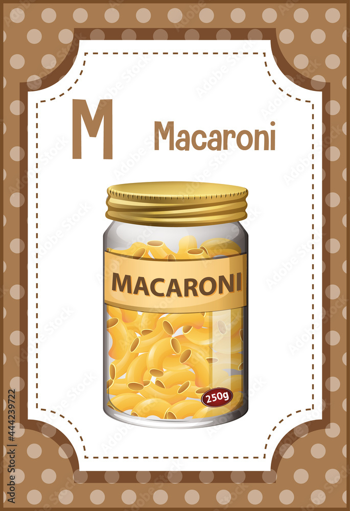 Macaroni字母M的字母抽认卡