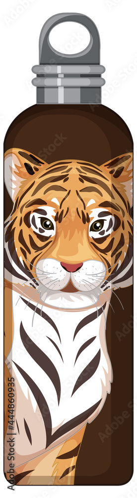 一个老虎图案的棕色保温瓶