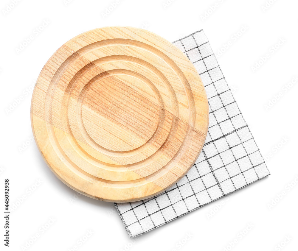 白底布餐巾和木板