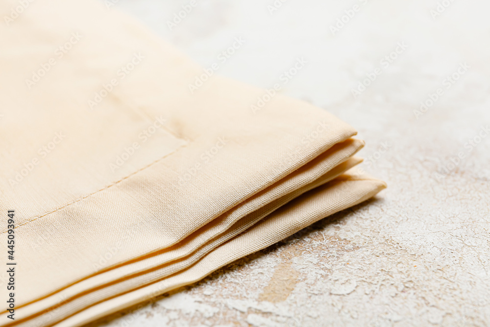 Fabric napkins on light background, closeup